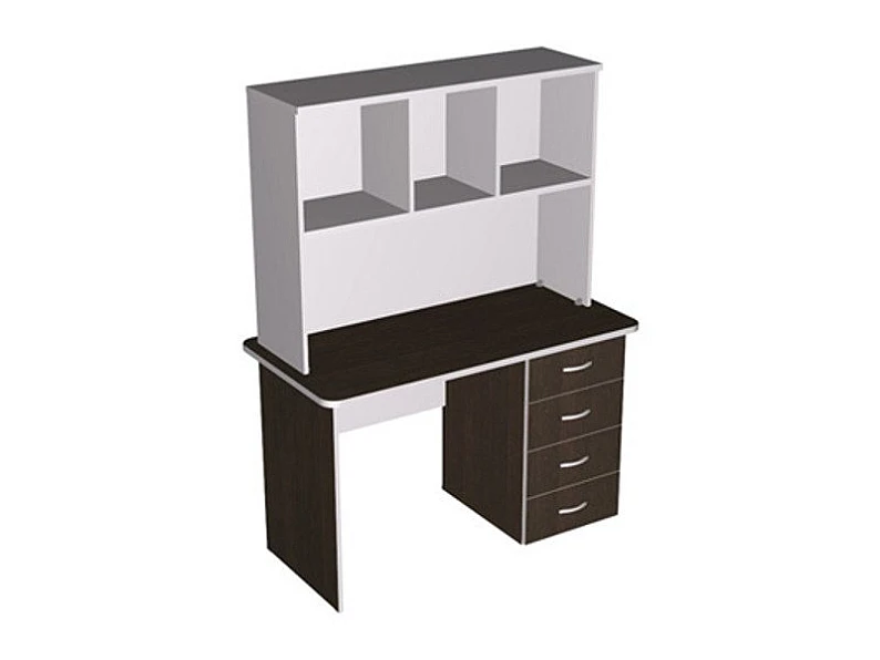 Стол письменный с тумбой левый с надставкой 2-ярусной ПСт1.14Л-ПН2.14 — фото