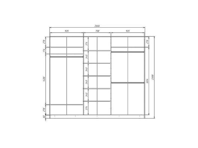 Шкаф-купе Max МШ-23-6-27-999 светло-серая пленка — фото 2