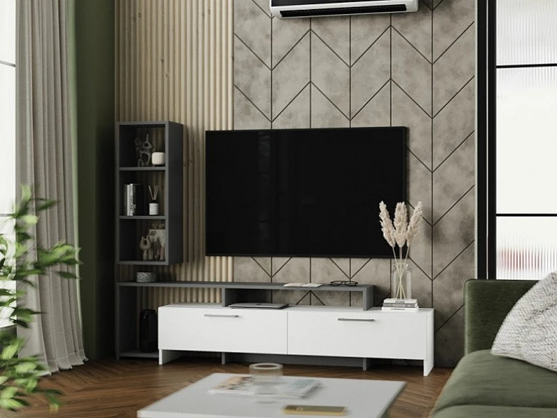 Тумба ТВ Лия графит/белый — фото
