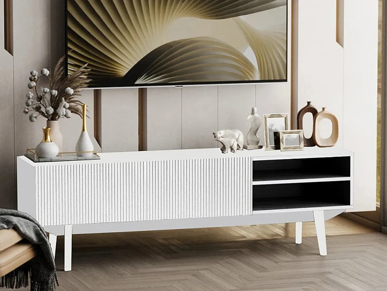 Тумба под ТВ МДФ Фант 1 белый экспо / белый — фото