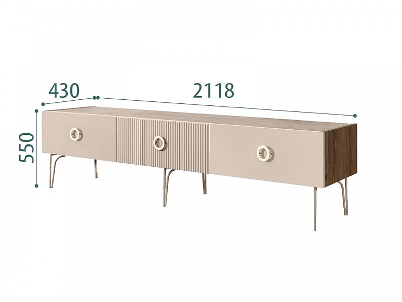 Тумба для телеапаратуры 2.1 (1 ящик) Bogemia Woodline Fillini БМТ-2 [10] (Woodline) — фото 2