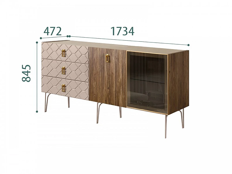 Комод для гостиной 1.6 Bogemia Woodline Wood Farfale БМКМ-4 [5][10] (Woodline) — фото 3