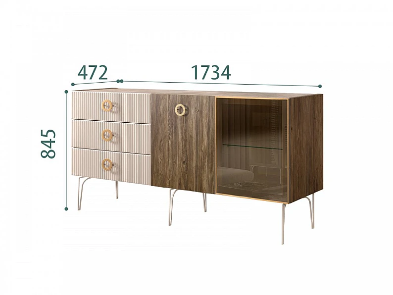 Комод для гостиной 1.6 Bogemia Woodline Wood Fillini БМКМ-4 [5][10] (Woodline) — фото 4