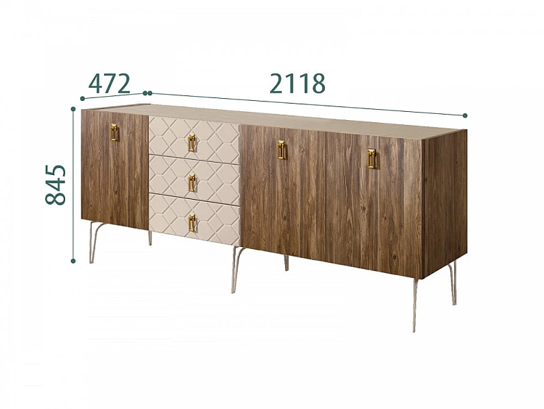 Комод для гостиной 2.1 Bogemia Woodline Wood Farfale БМКМ-5 (Woodline) — фото 2