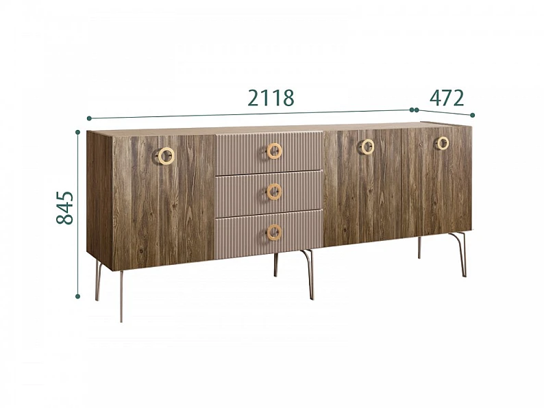 Комод для гостиной 2.1 Bogemia Woodline Wood Fillini БМКМ-5 (Woodline) — фото 3