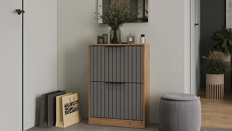 Тумба для обуви «Хилтон» Исп.2 - 303.012.000 Дуб Крафт золотой, Графит матовый — фото