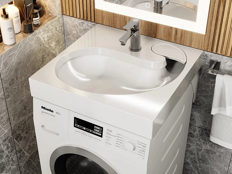 Раковина над стиральной машиной Uperwood Comforty белая глянцевая — фото 4