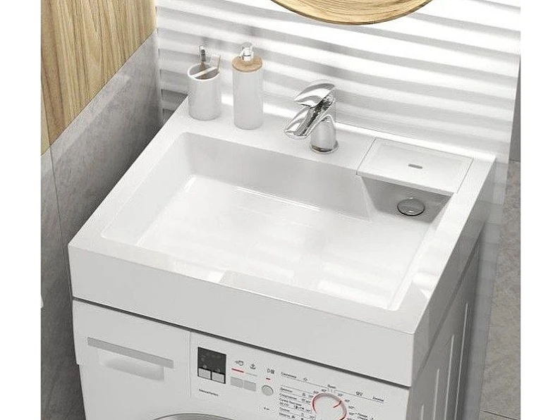 Раковина над стиральной машиной Uperwood Vission 60х50 см белая глянцевая — фото 3