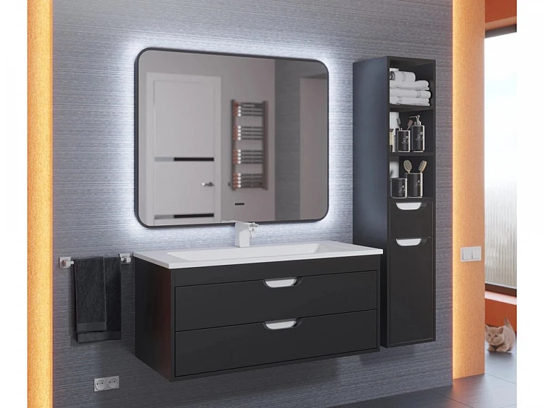 Зеркало Uperwood Modul черное холодная подсветка 80х80 см — фото 2