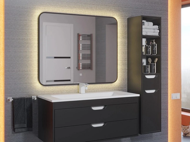 Зеркало Uperwood Modul черное теплая подсветка 60х80 см — фото 2