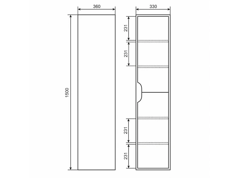 Шкаф-пенал для ванной Uperwood Modul подвесной белый/графит — фото 4
