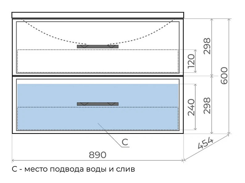 Тумба с раковиной Uperwood Foster белая 90 см — фото 3