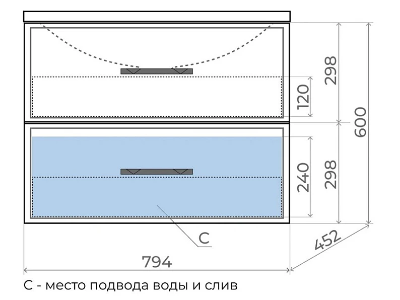 Тумба с раковиной Uperwood Foster серый графит 80 см — фото 2