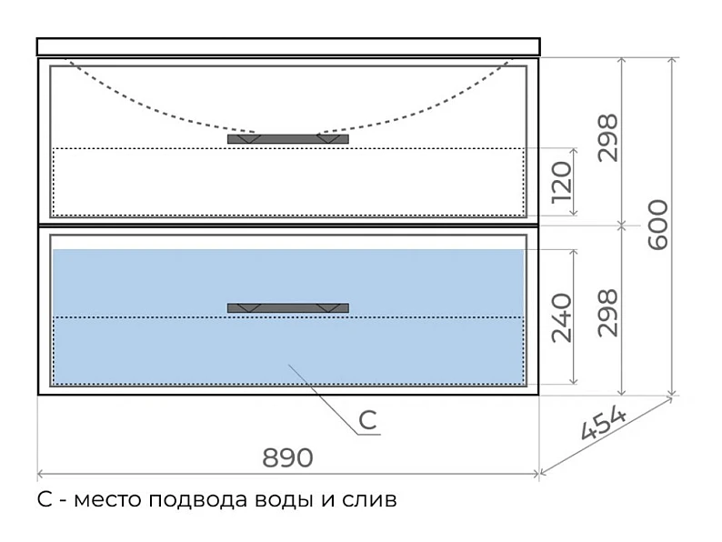 Тумба с раковиной Uperwood Foster серый графит 90 см — фото 2