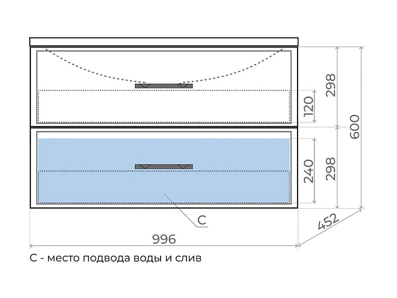 Тумба с раковиной Uperwood Foster серый графит 100 см — фото 2