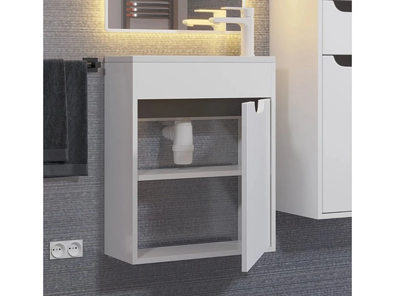 Тумба с раковиной Uperwood Modul матовая белая/графит 50 см — фото 5