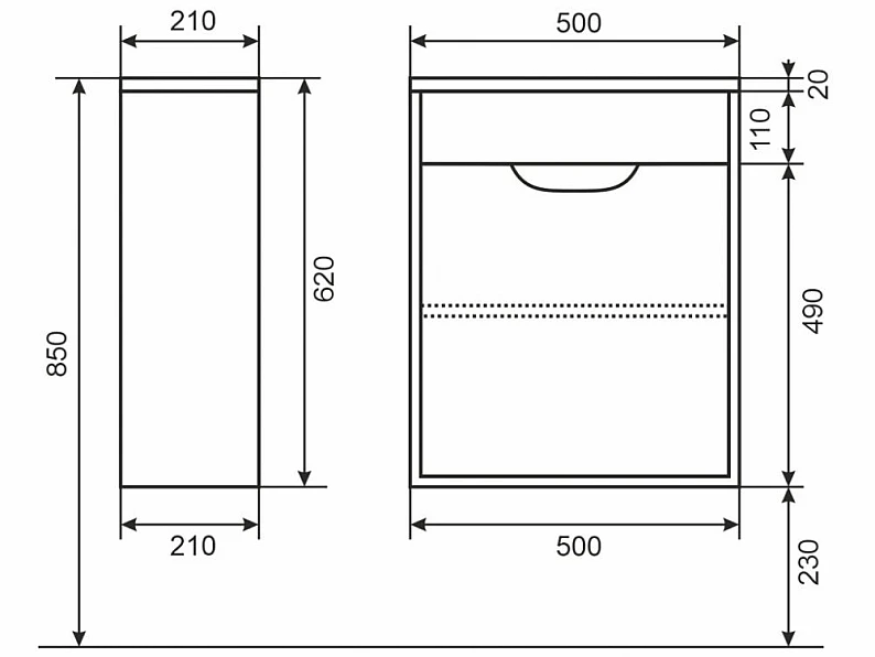 Тумба с раковиной Uperwood Modul матовая белая/графит 50 см — фото 2