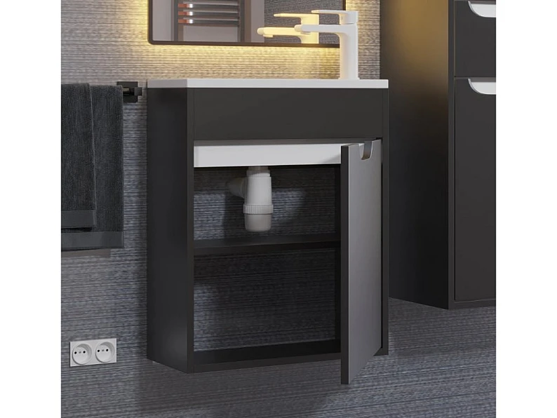 Тумба с раковиной Uperwood Modul матовая черная 50 см — фото 5