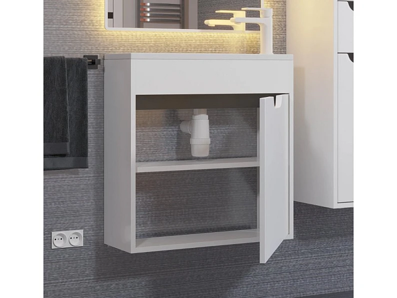 Тумба с раковиной Uperwood Modul матовая белая/графит 60 см — фото 5