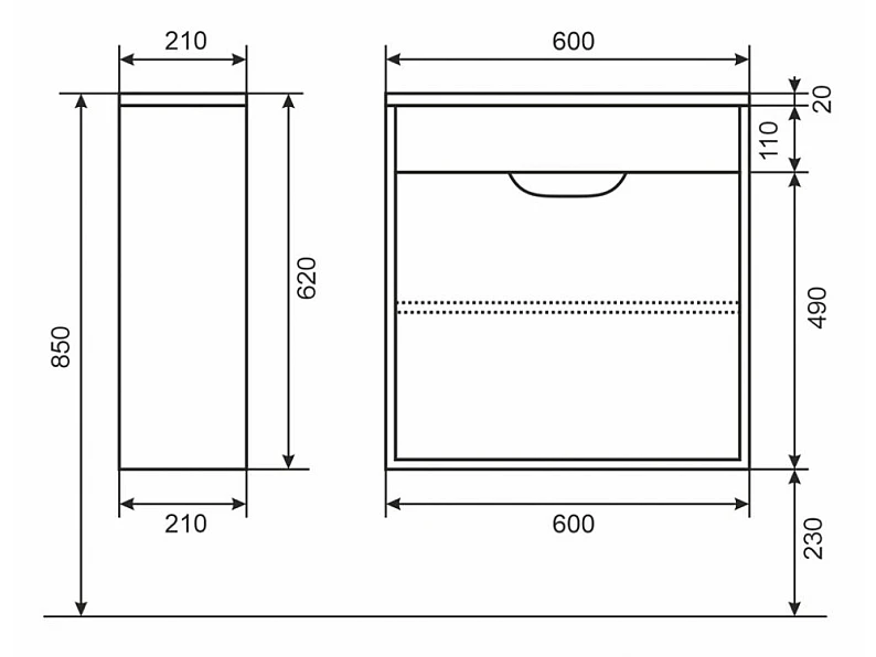 Тумба с раковиной Uperwood Modul матовая черная 60 см — фото 2
