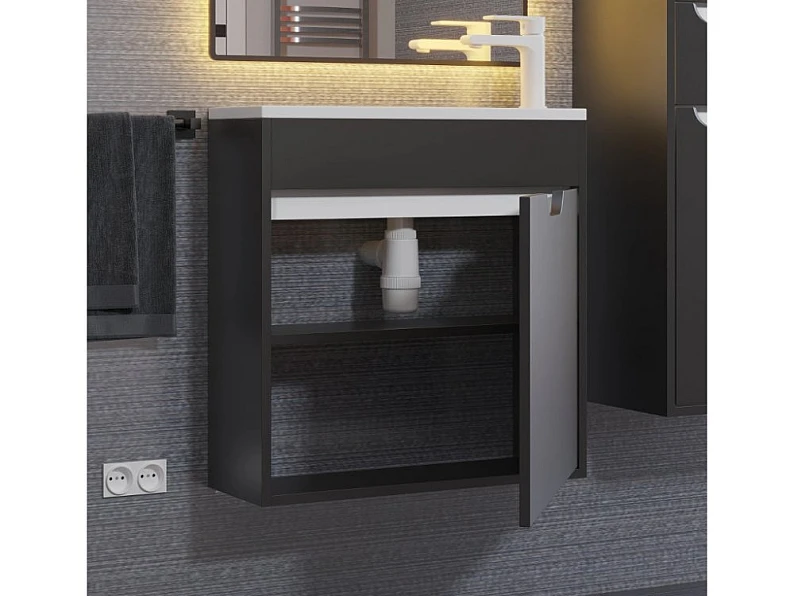Тумба с раковиной Uperwood Modul матовая черная 60 см — фото 5
