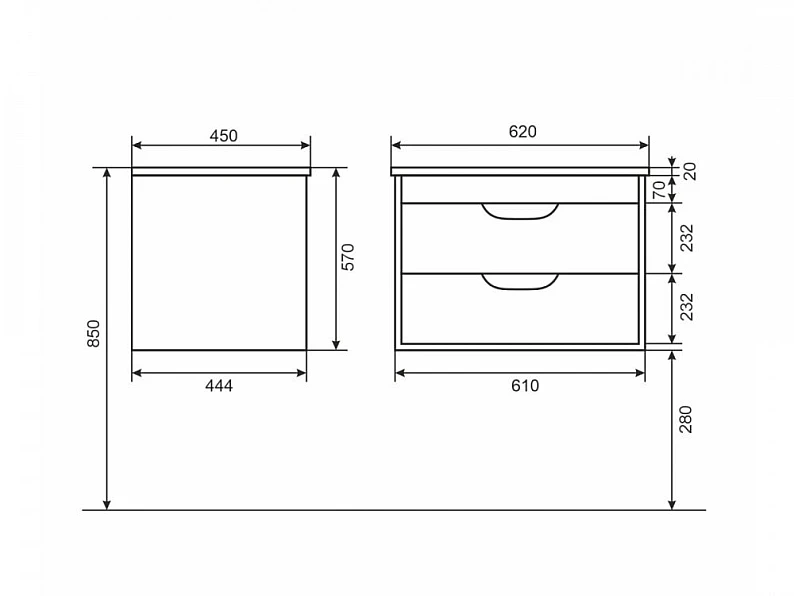 Тумба с раковиной Uperwood Modul матовая белая 65 см — фото 2