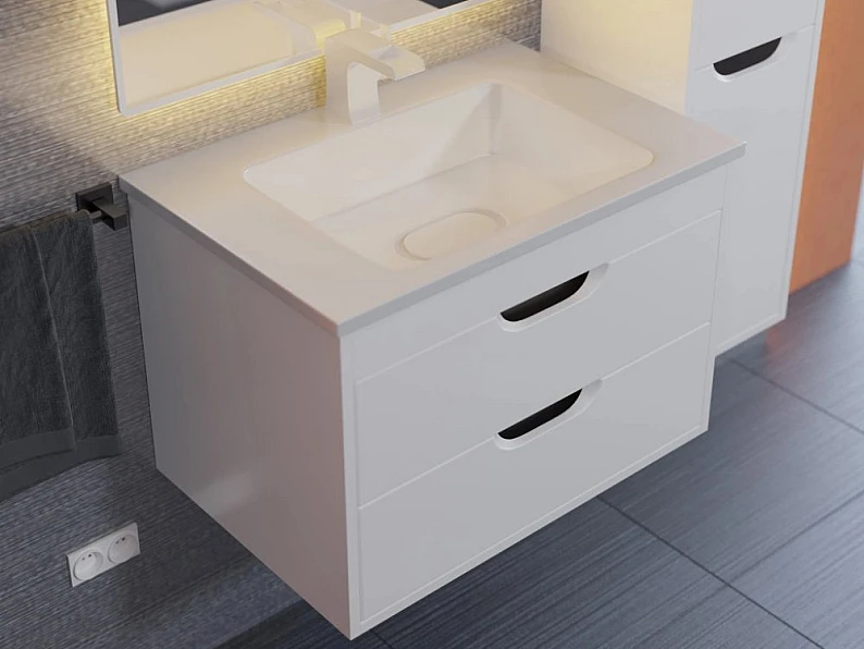 Тумба с раковиной Uperwood Modul матовая белая/графит 65 см — фото 5