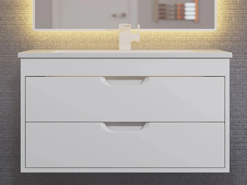 Тумба с раковиной Uperwood Modul матовая белая 80 см — фото