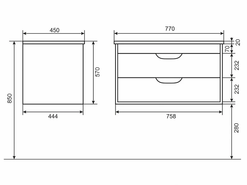 Тумба с раковиной Uperwood Modul матовая белая 80 см — фото 2