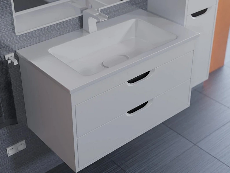 Тумба с раковиной Uperwood Modul матовая белая/графит 80 см — фото 5