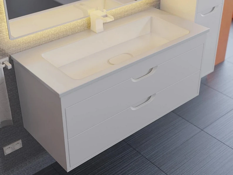 Тумба с раковиной Uperwood Modul матовая белая 100 см — фото 5