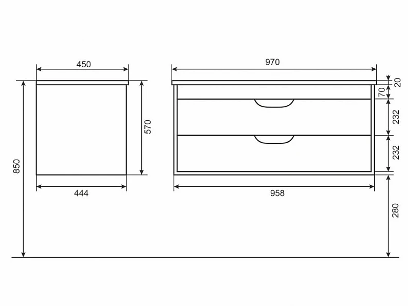 Тумба с раковиной Uperwood Modul матовая черная 100 см — фото 2