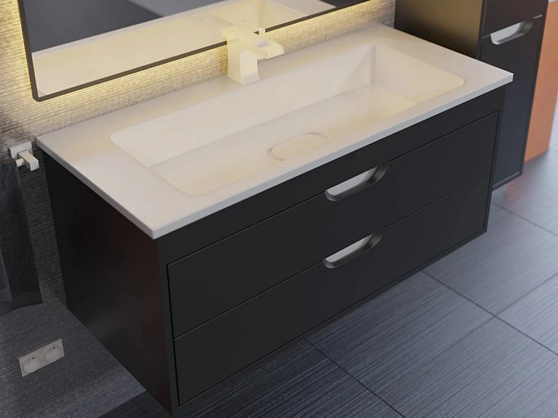 Тумба с раковиной Uperwood Modul матовая черная 100 см — фото 4
