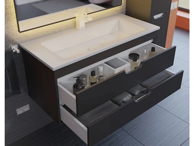 Тумба с раковиной Uperwood Modul матовая черная 100 см — фото 5