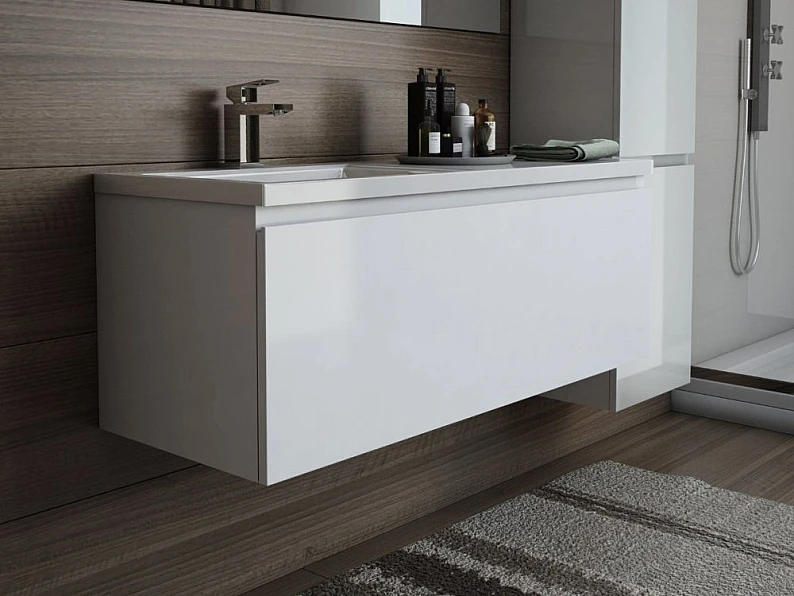 Тумба с раковиной слева Dallas Luxe 1150 навесная 1 длинный ящик — фото