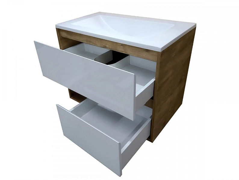 Тумба с раковиной Monaco Wood 900 2 ящика с нишей — фото 3