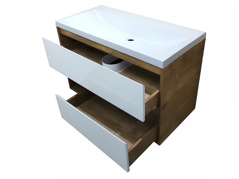 Тумба с раковиной Monaco Wood 1000 2 ящика с нишей — фото 3