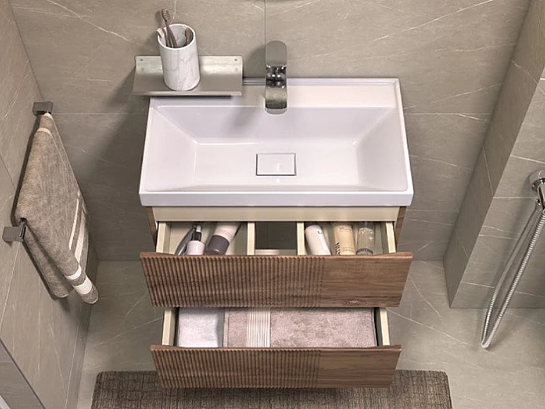 Тумба под раковину Mondi 600-0-2 Madera Classica Slim навесная акация темная — фото 8