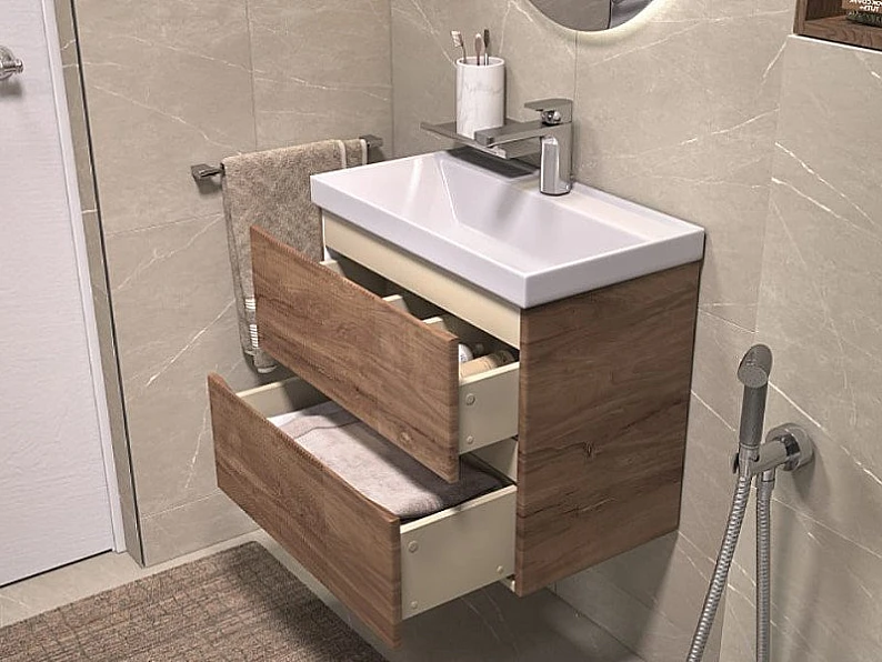 Тумба под раковину Mondi 600-0-2 Madera Classica Slim навесная акация темная — фото 7