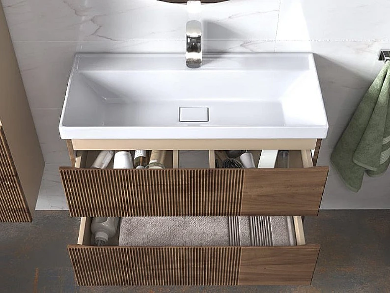 Тумба под раковину Mondi 800-0-2 Madera Classica Slim навесная акация темная — фото 5