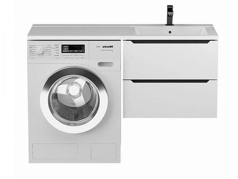 Тумба под стиральную машину Uperwood Tanos 60 см подвесная правая белый/графит — фото 6