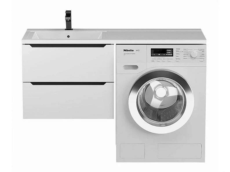 Тумба под стиральную машину Uperwood Tanos 60 см подвесная левая белый/графит — фото 4