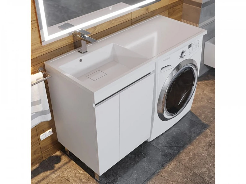 Тумба с раковиной Uperwood Magenta 60-120 см напольная белая/графит с дверцами левая — фото 4