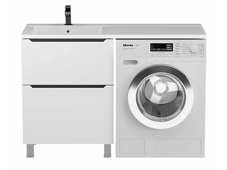Тумба под стиральную машину Uperwood Tanos 60 см, напольная, 2 ящика, белая/графит — фото 3
