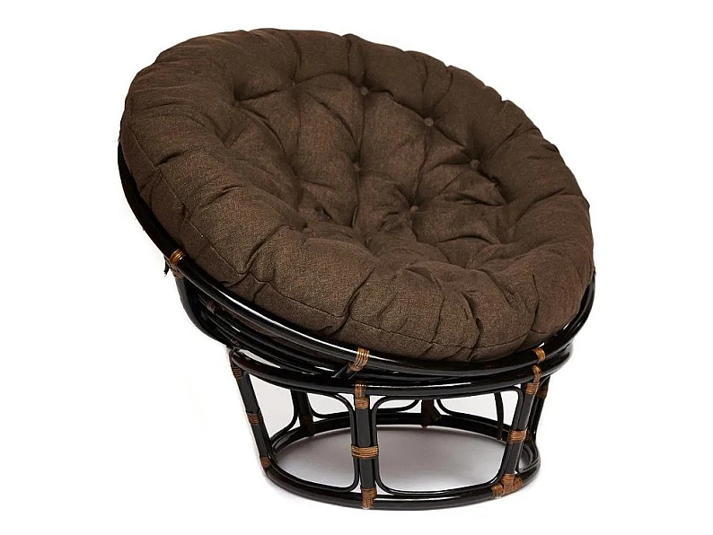 Кресло Papasan 23/01 W с подушкой Antique brown, ткань Коричневый — фото