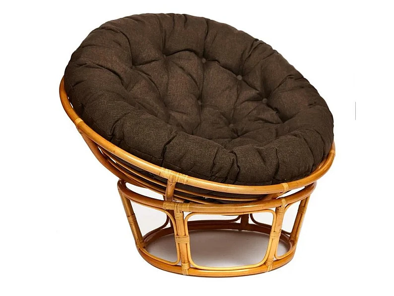 Кресло Papasan 23/01 W с подушкой Honey, ткань Коричневый — фото