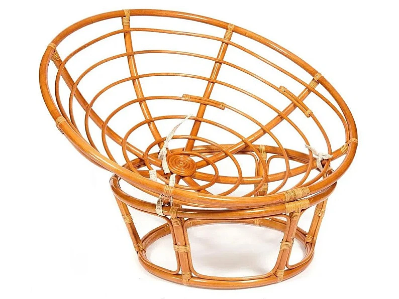 Кресло Papasan 23/01 W с подушкой Cognac, экошерсть Коричневый — фото 2