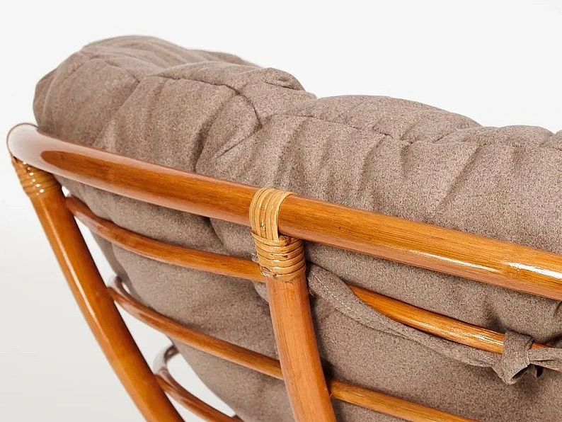 Кресло Papasan 23/01 W с подушкой Cognac, экошерсть Коричневый — фото 3