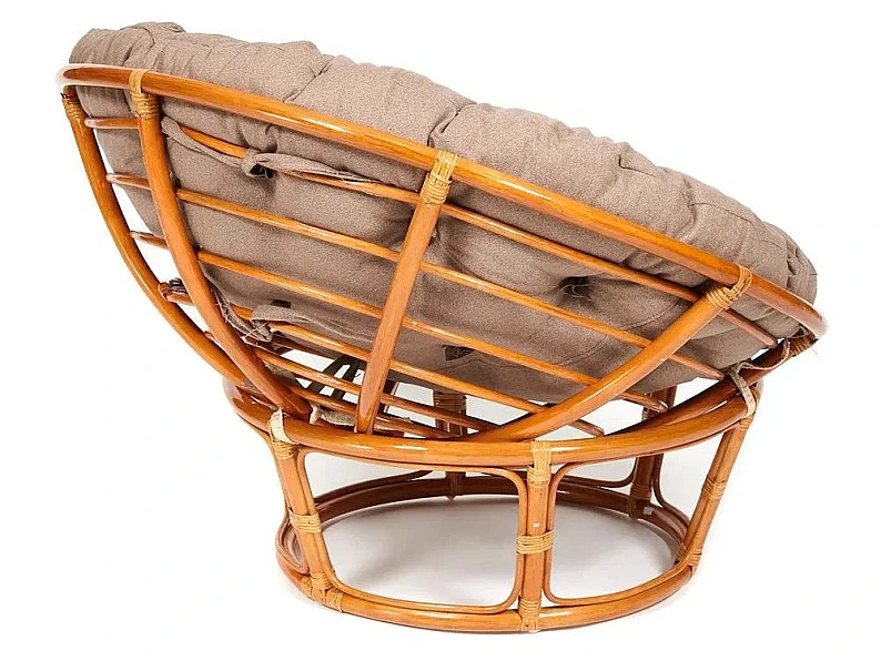 Кресло Papasan 23/01 W с подушкой Cognac, экошерсть Коричневый — фото 4