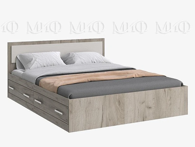 Кровать 1600 с ящиками Фиеста NEW Кашемир, Крафт серый — фото